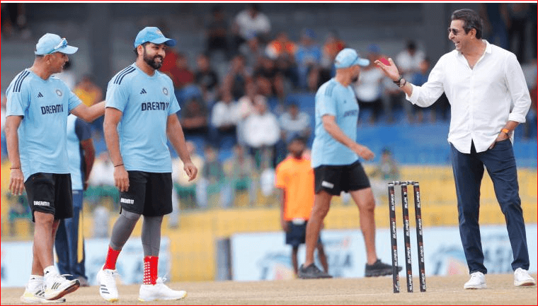 wasim akram with rohit sharma