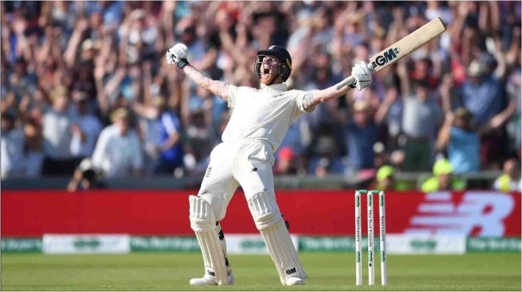 Ben Stokes celebrating iconic moment