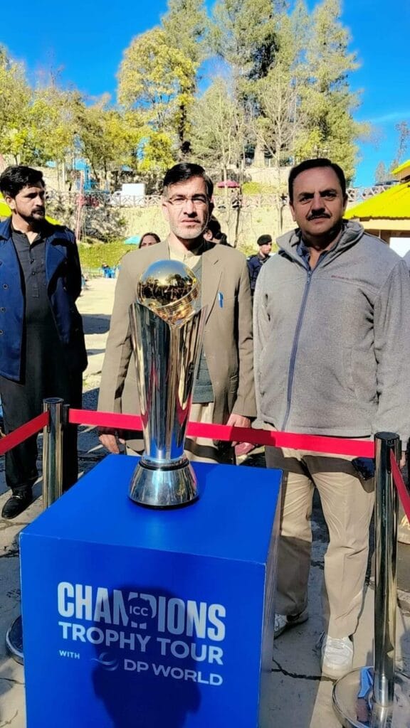 ICC Champions Trophy displayed in Nathia Gali