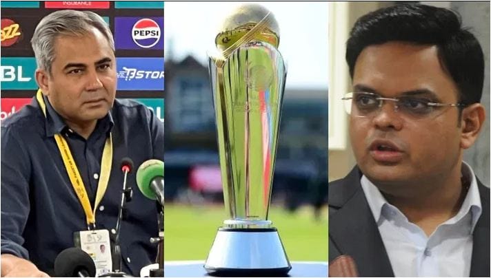 mohsin naqvi, jay shah and champions trophy