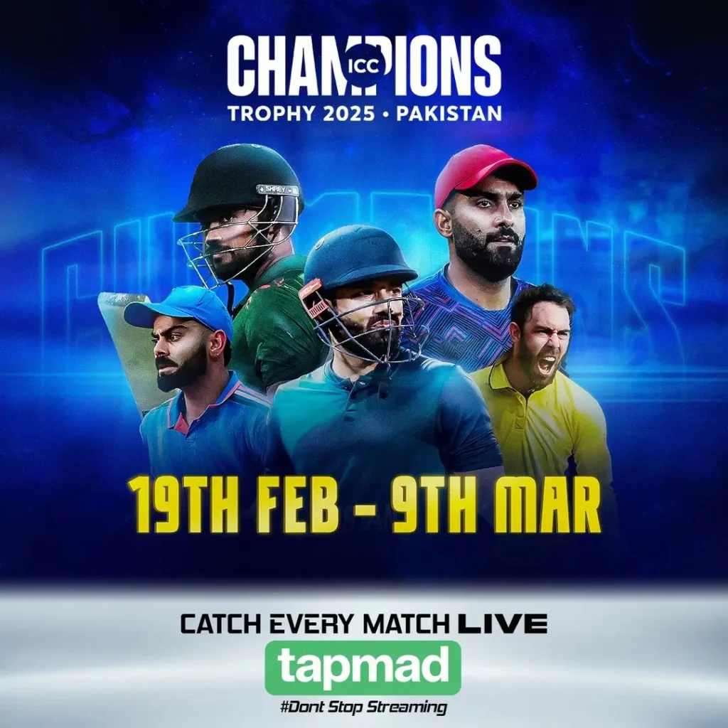 Tapmad live icc champions trophy 2025