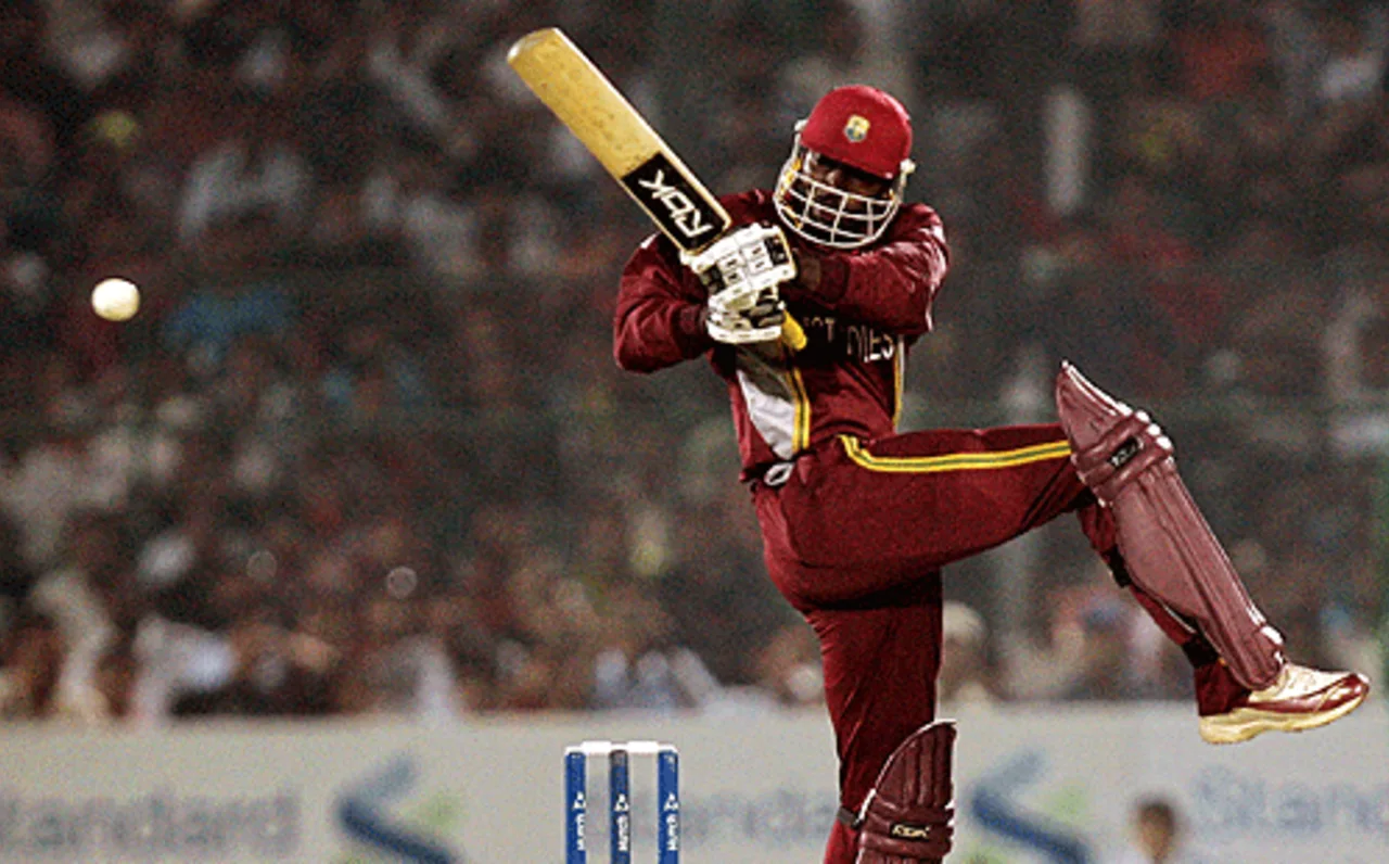 Chris Gayle hammers one through leg, West Indies v Australia, Champions Trophy final, Mumbai, November 5, 2006