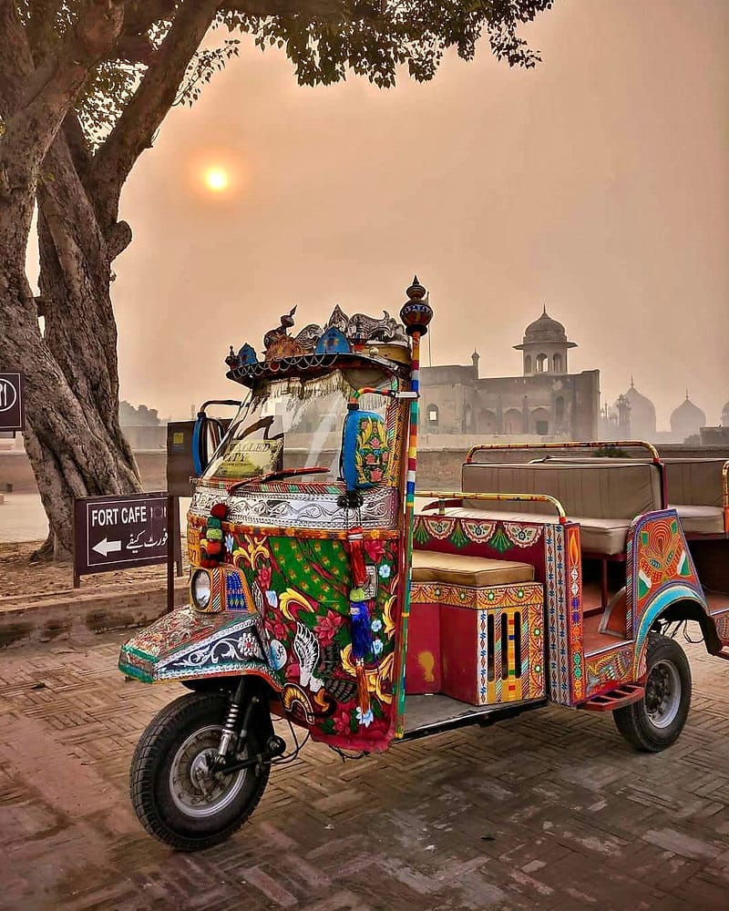 A photo of colorful rickshaw.