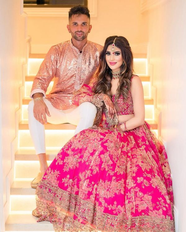 Lerisha-Munsamy-with-Keshav-Maharaj-left-on-their-wedding-day