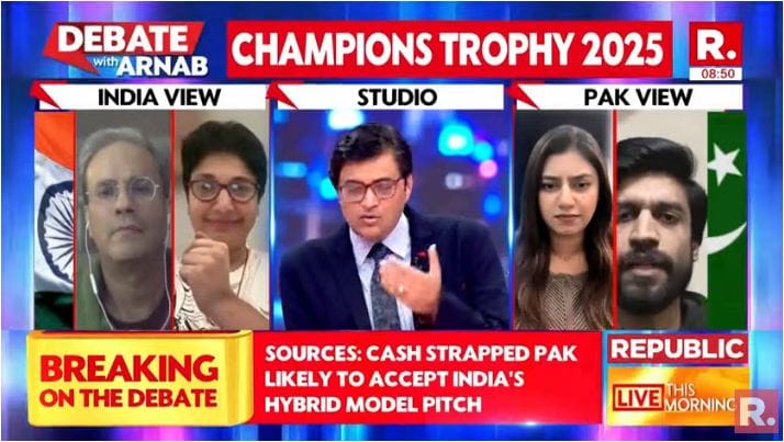 Pakistan Ko Aur Ek Baar Tod Dena Chahiye Arnab to Pak Journalist Champions Trophy 2025