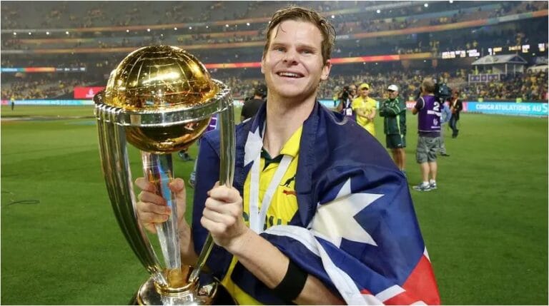 steve smith world cup trophy