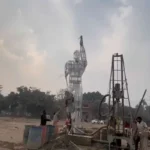 A giant 'running man' statue is being built at the entrance of Gaddafi Stadium in Lahore, Pakistan