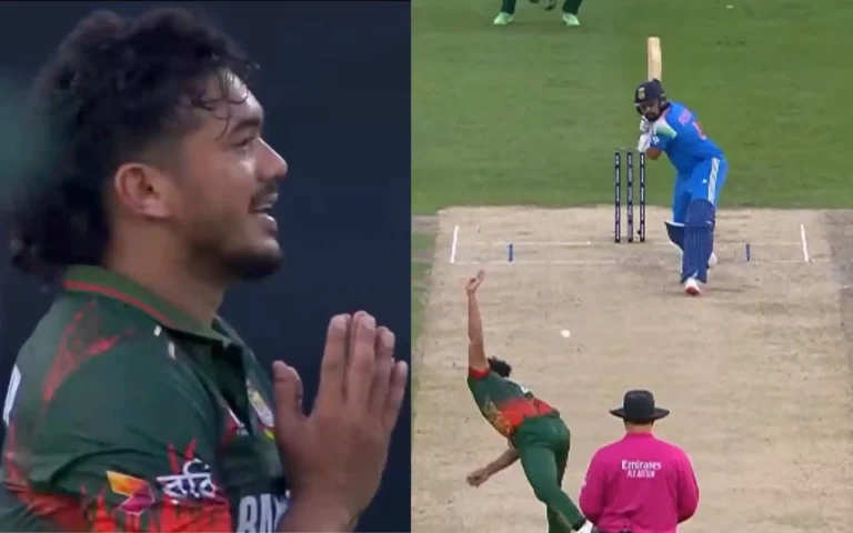 [Watch] Rohit Sharma’s Wild Swing Leaves Taskin Ahmed Desperate for a Catch!