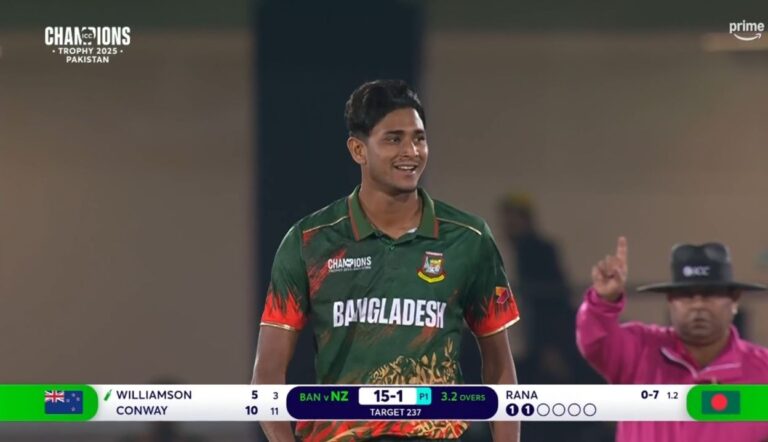 Bangladesh Strikes Big! Nahid Rana Dismisses Williamson Early