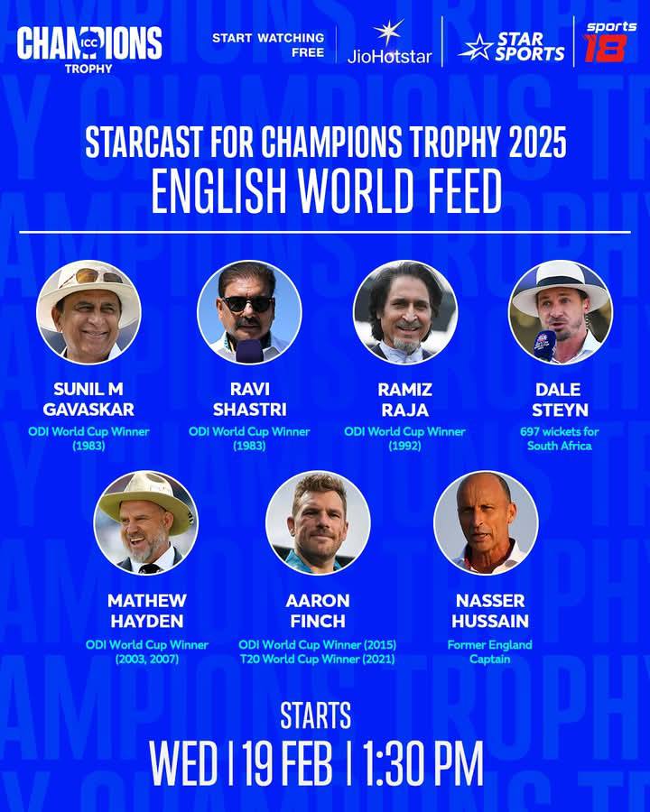 Commentary Panel for the Champions Trophy 2025