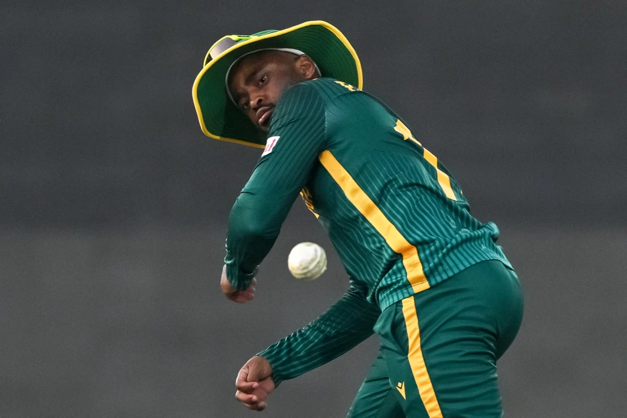 Temba Bavuma fields during a warm-up game